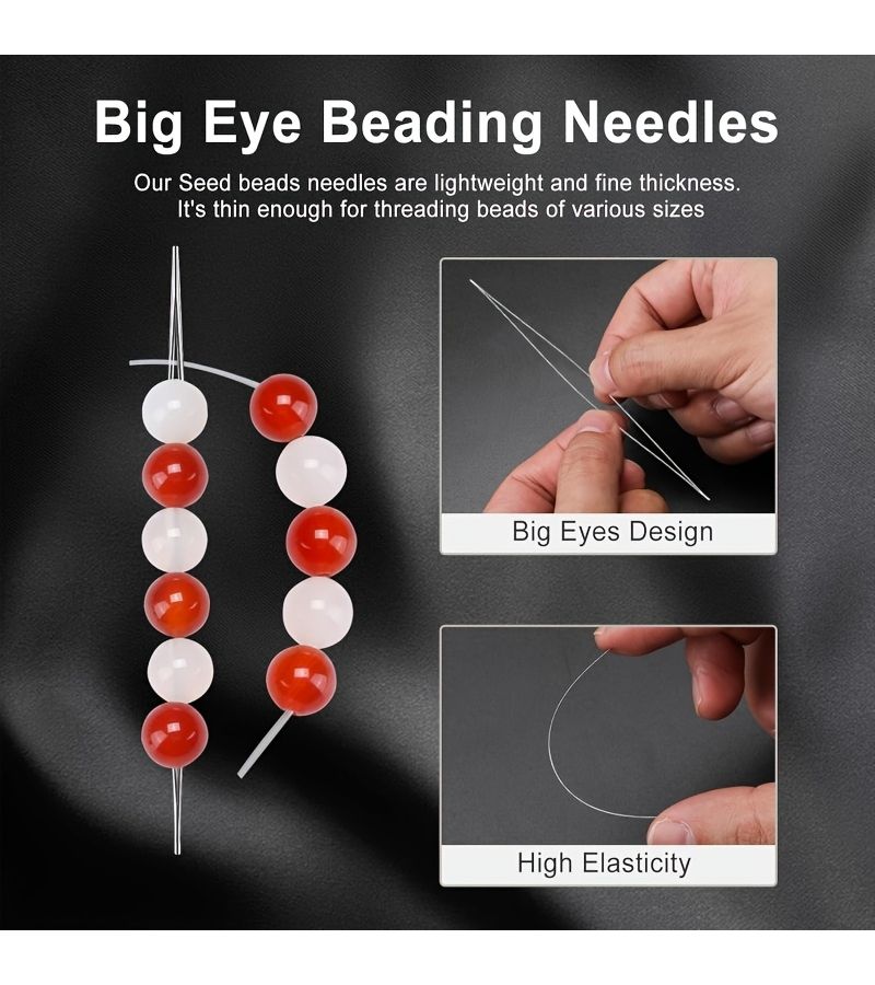 5 Pcs Set Collapsible Beading Needles With Big Eye Design For DIY Jewelry Making Seed Beads And More 5 Sizes Available With Storage Bottle - Image 5