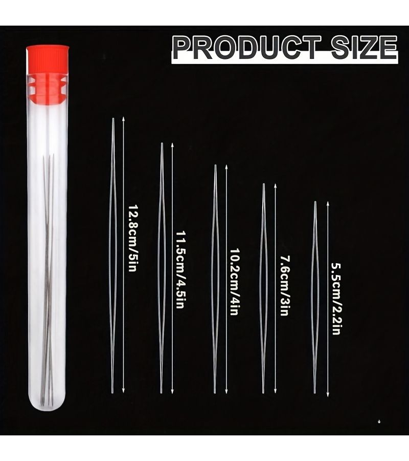 5 Pcs Set Collapsible Beading Needles With Big Eye Design For DIY Jewelry Making Seed Beads And More 5 Sizes Available With Storage Bottle - Image 4