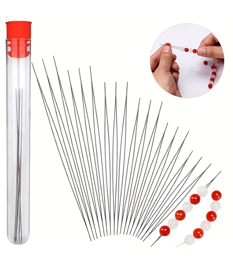 5 Pcs Set Collapsible Beading Needles With Big Eye Design For DIY Jewelry Making Seed Beads And More 5 Sizes Available With Storage Bottle - Image 2