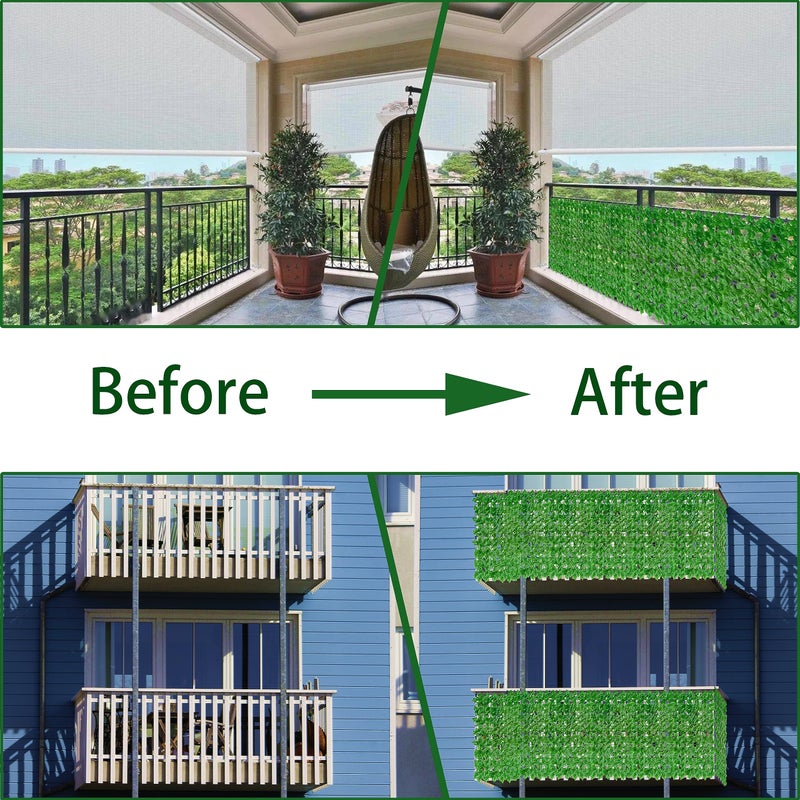 ODTORY Artificial Ivy Fence Privacy Screen,60 x 120 Inch UV-Anti Artificial Fake Ivy Hedge,Light Green Artificial Hedge Backyard Decor for Indoor, Outdoor,Garden,Fence,Balcony and Many Other Scenarios - Image 4