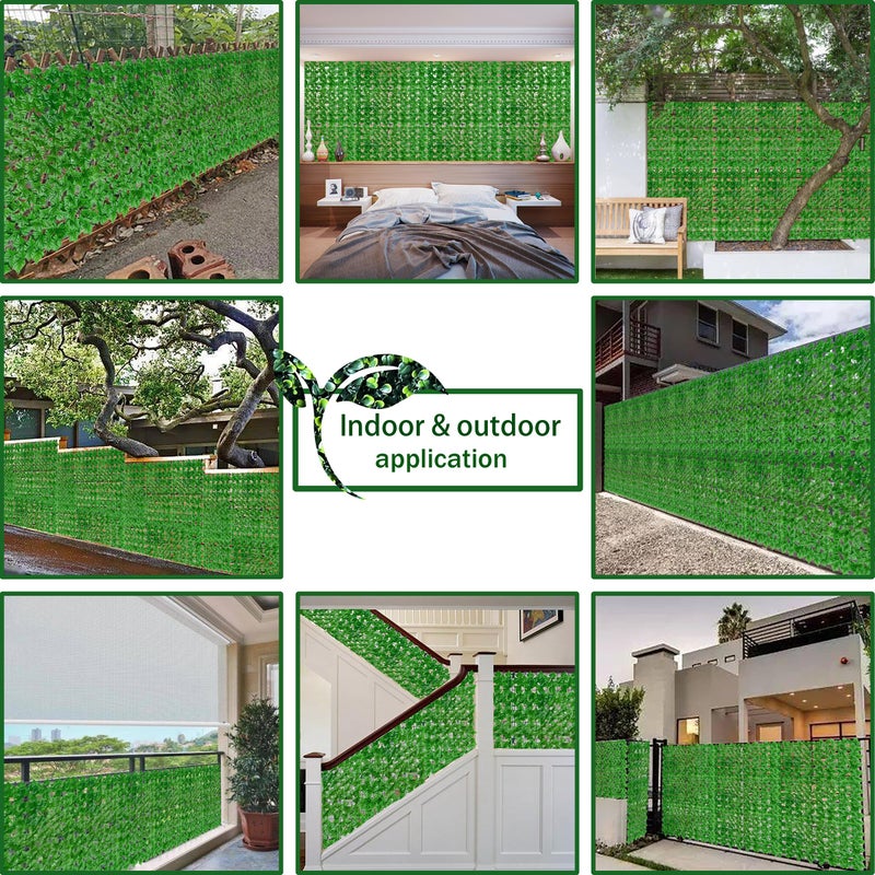 ODTORY Artificial Ivy Fence Privacy Screen,60 x 120 Inch UV-Anti Artificial Fake Ivy Hedge,Light Green Artificial Hedge Backyard Decor for Indoor, Outdoor,Garden,Fence,Balcony and Many Other Scenarios - Image 5
