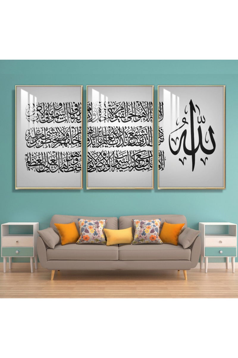 Marktna Three wooden wall painting with a frame and a clear acrylic layer - Image 1