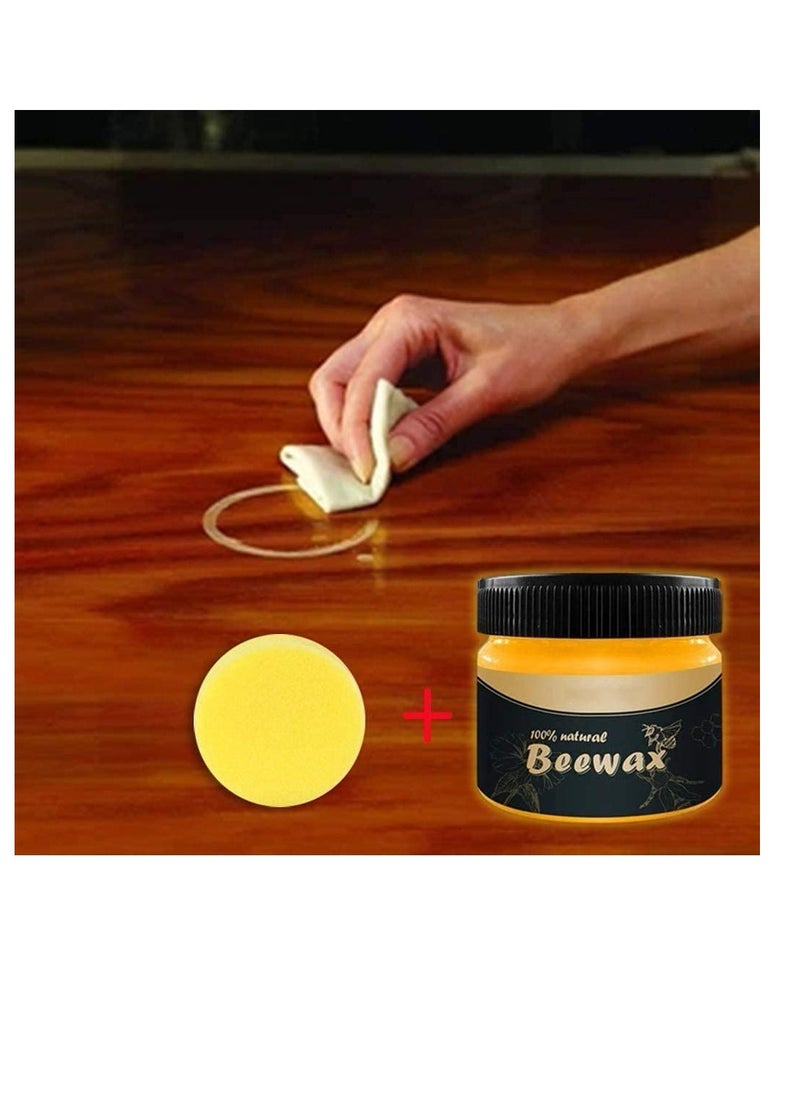 Generic - Beeswax Furniture Polish, 2 Pcs Wood Seasoning Beeswax with 2 Pcs Sponges for Furniture Wood Wax, All-Purpose Wood Floor Protector, Protect Dining Table, Floor Doors, Chairs Cabinets - Image 1
