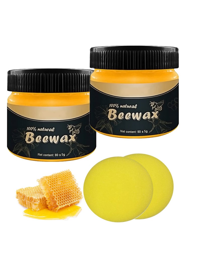 Generic - Beeswax Furniture Polish, 2 Pcs Wood Seasoning Beeswax with 2 Pcs Sponges for Furniture Wood Wax, All-Purpose Wood Floor Protector, Protect Dining Table, Floor Doors, Chairs Cabinets - Image 1