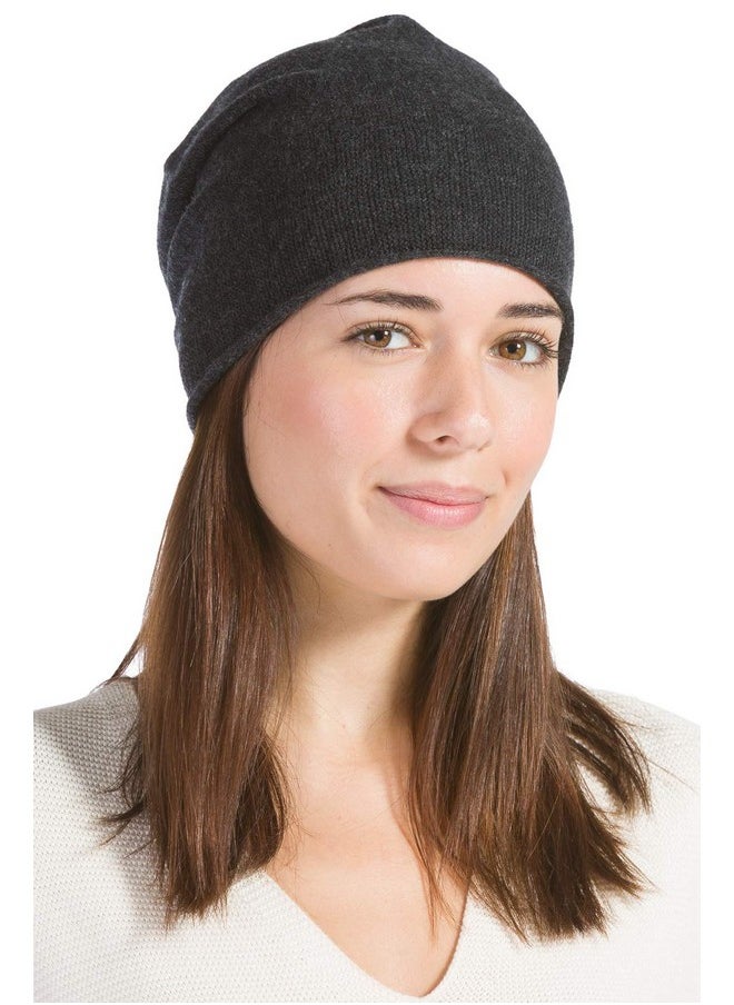 Fishers Finery - Women'S 100% Pure Cashmere Winter Slouchy Beanie (Charcoal) - Image 1