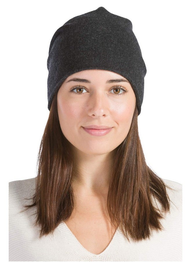 Fishers Finery - Women'S 100% Pure Cashmere Winter Slouchy Beanie (Charcoal) - Image 1