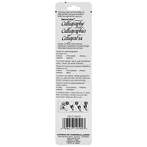 Marvy Uchida Uchida 125-C-GLD Marvy Chisel Point Pen Tip Calligraphy Paint Marker, Gold - Image 2