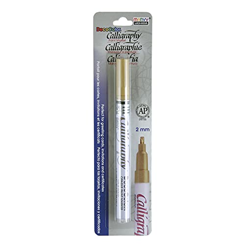 Marvy Uchida Uchida 125-C-GLD Marvy Chisel Point Pen Tip Calligraphy Paint Marker, Gold - Image 1