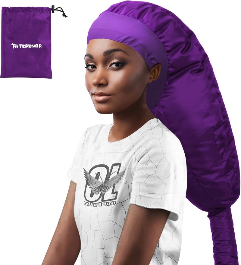 TEPENAR TEPENAR Bonnet Hair Dryer Attachment Upgraded Extra Large Adjustable Soft Hooded Dryer Caps  Easy to Use for Natural Curly Textured Hair Care Styling Fast Drying  Purple
