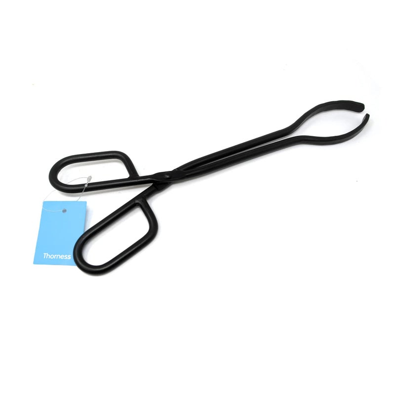 Thorness Black Heavy Duty Cast Iron Fire Place Log Tongs for Indoor FireFire Pits AccessoriesTongs for Outdoor StoveLong Logs TweezersFirewood TongsCampfire Tongs 