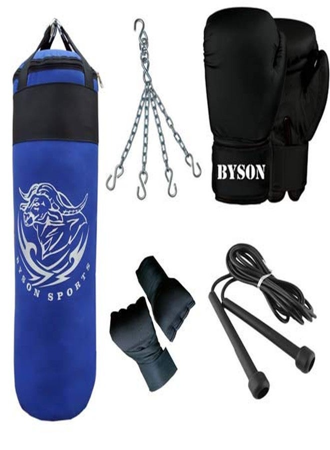 Byson Blue Strong Boxing Kit Set (36inch Punching Bag,Boxing Gloves 14oz, Hanging Chain, Hand Wrap, Skipping Rope) Heavy Bag - Image 1
