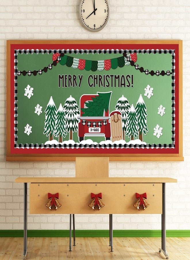 Whaline 139Pcs Christmas Classroom Bulletin Board Decoration Kit Xmas Tree Red Truck Cutouts with Glue Point Bulletin Border Stickers for Holiday School Wall Door Decoration - Image 3