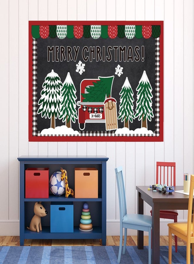 Whaline 139Pcs Christmas Classroom Bulletin Board Decoration Kit Xmas Tree Red Truck Cutouts with Glue Point Bulletin Border Stickers for Holiday School Wall Door Decoration - Image 4