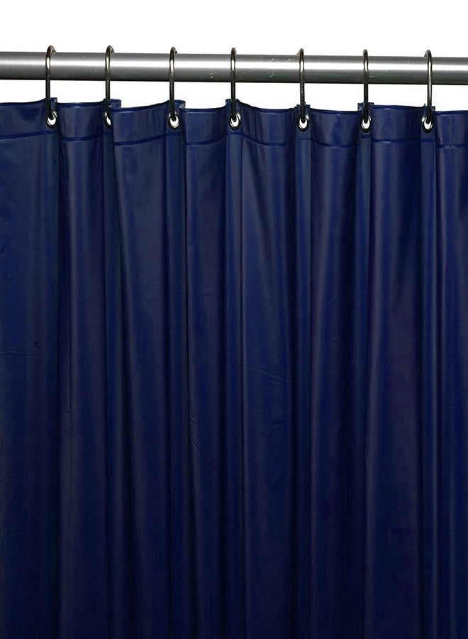 1 Heavy Duty Navy Blue Magnetized Shower Curtain Liner Vinyl Waterproof 70"X72" Magnetized Hem and Rustproof Grommets Easy to Clean Durable Bathroom Liner for Tub or Shower - Image 1