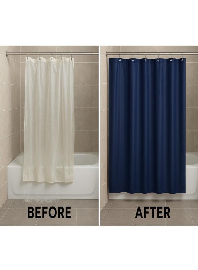 1 Heavy Duty Navy Blue Magnetized Shower Curtain Liner Vinyl Waterproof 70"X72" Magnetized Hem and Rustproof Grommets Easy to Clean Durable Bathroom Liner for Tub or Shower - Image 4