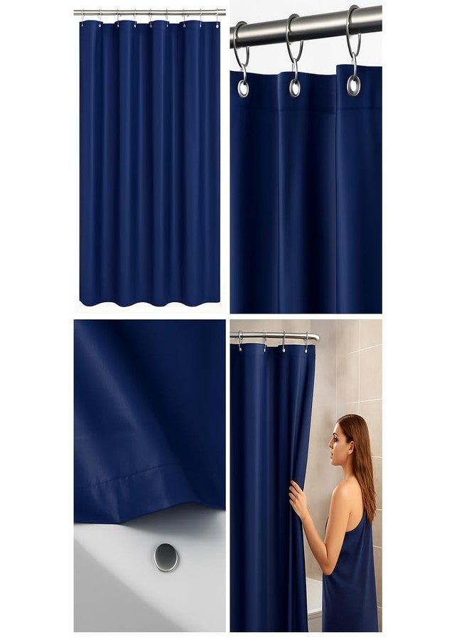 1 Heavy Duty Navy Blue Magnetized Shower Curtain Liner Vinyl Waterproof 70"X72" Magnetized Hem and Rustproof Grommets Easy to Clean Durable Bathroom Liner for Tub or Shower - Image 5