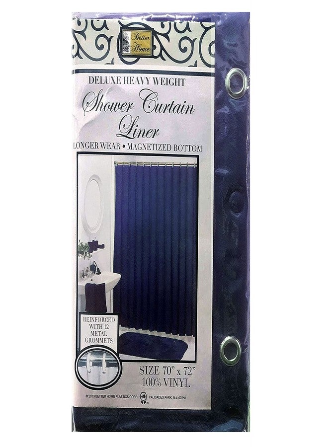 1 Heavy Duty Navy Blue Magnetized Shower Curtain Liner Vinyl Waterproof 70"X72" Magnetized Hem and Rustproof Grommets Easy to Clean Durable Bathroom Liner for Tub or Shower - Image 2