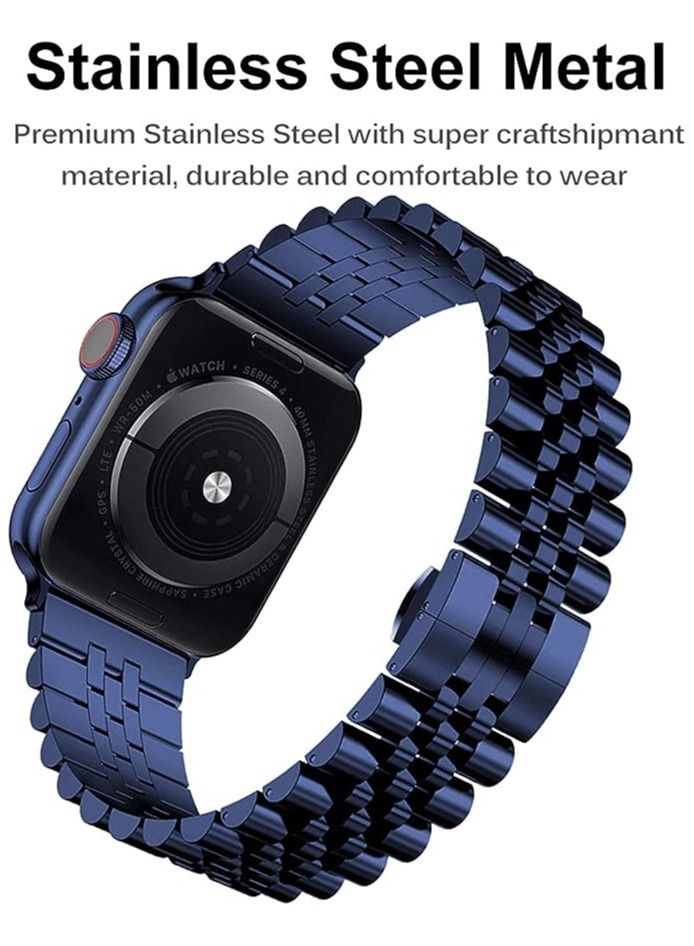 ELTRAZONE Replacement Band Compatible with Apple Watch 45mm / 44mm / 42mm, Stainless Steel Solid Strap Metal Bracelet for Apple Watch Series 7/6/5/4/3/2/SE - Image 2