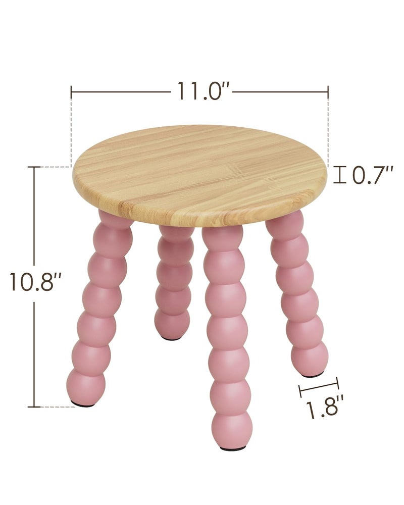 Masupu Solid Wooden Step Stool for Adults Kids, 11 inch Small Foot Stool, Non-Slip One Step Stool, Sturdy Foot Stool for Bathroom, Bedroom, Kichen, Plant Stand(Natural and Pink) - Image 5