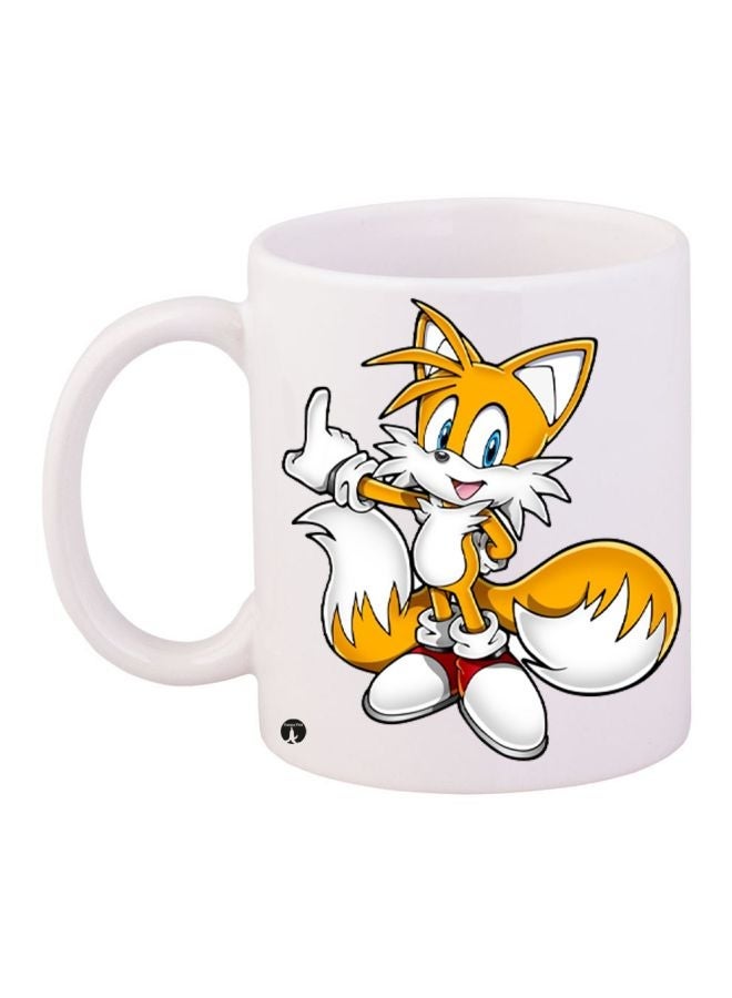 RYN Cartoon Printed Coffee Mug White/Yellow/Red 11ounce