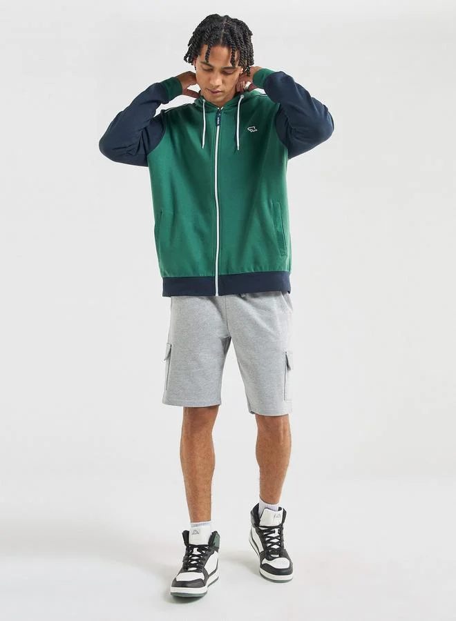 سبلاش فيڤ هودي بقوالب ملونة وأكمام طويلة وسحاب إغلاق