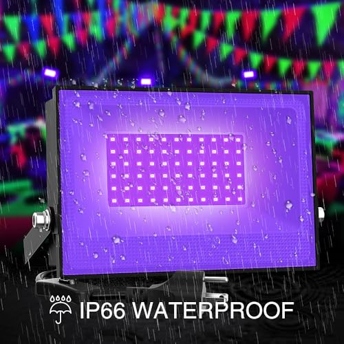 Onforu 4 Pack 38W LED Black Lights, Blacklight Flood Light with Plug, IP66 Waterproof, for Halloween Party, Glow in The Dark, Stage Lighting, Aquarium, Body Paint, Fluorescent Poster, Neon Glow,Black - Image 3