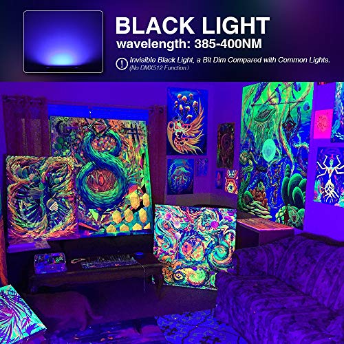 Onforu 4 Pack 38W LED Black Lights, Blacklight Flood Light with Plug, IP66 Waterproof, for Halloween Party, Glow in The Dark, Stage Lighting, Aquarium, Body Paint, Fluorescent Poster, Neon Glow,Black - Image 2