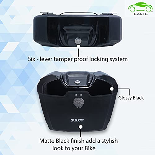 SARTE Pace Universal Motorcycles Cruiser Bike Luggage Storage Side Box Holder with Lock, Heavy Duty Plastic & Fitment Clamp Compatible with All Bikes (Glossy Black | Set of 1) - Image 4