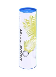Yonex Mavis 2000 Blue Cap Medium Badminton Shuttlecock 6 Pack, Yellow  - Image 1