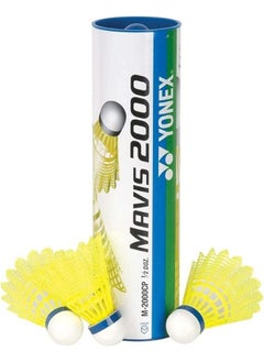 Yonex Mavis 2000 Blue Cap Medium Badminton Shuttlecock 6 Pack, Yellow  - Image 3