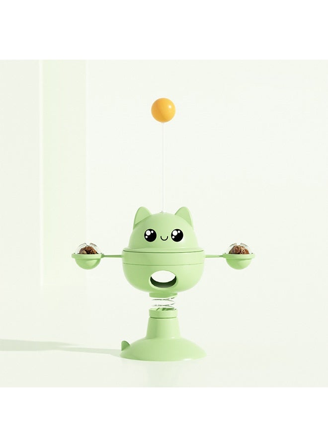 Turntable Spring Rotating Food Leaking Ball, Auto Balancing Pet Food Dispenser - Brain Stimulation - Slow Feeder - Boredom Relief Kitten Toys, Interactive Training, Indoor Bored Cat (Green) - Image 1