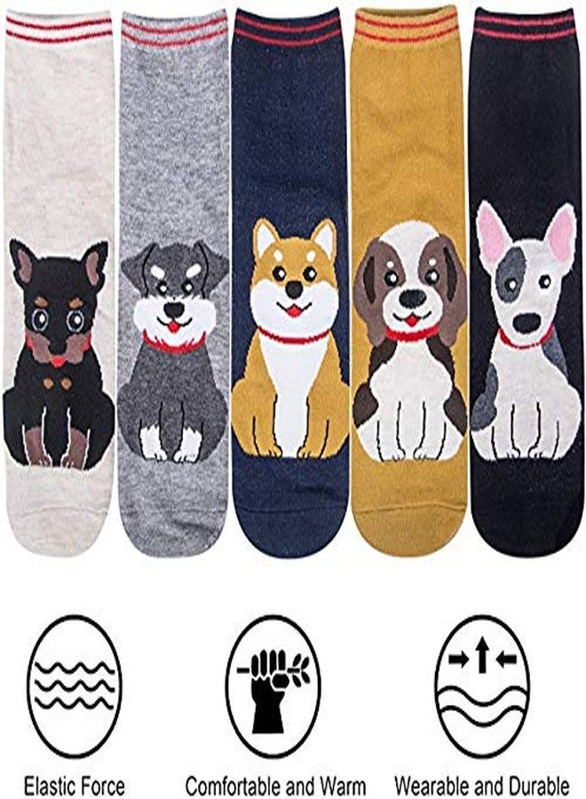 V3E جوارب نسائية من V3E، 3 أزواج، بنقشة كلاب لطيفة، جوارب قطنية ملونة ومرحة، جوارب طويلة (متعددة الألوان، مقاس واحد يناسب الجميع) - Image 2