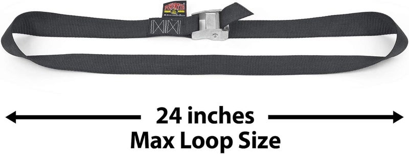 PowerTye Special Edition Lashing Straps – 1.5in x 4ft Black Cam Buckle Continuous Loop Strap (no Hooks), Made in USA Motorcycle, ATV, Cargo, Coolers and RV Battery – 300 lb W.L.L., Black (2-Pack) - Image 4