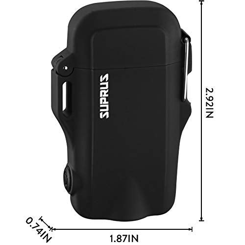 SUPRUS Waterproof 3 Modes of Flashlight Windproof Lighter Dual Arc Electric Rechargeable Dual Arc Plasma Lighters with Survival Emergency Whistle and Lanyard - Image 4