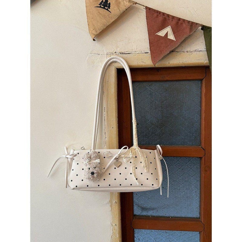 Korean Retro Polka Dot Boston Bag for Women 2026 New Fashion Shoulder & Handbag Satchel - Image 1