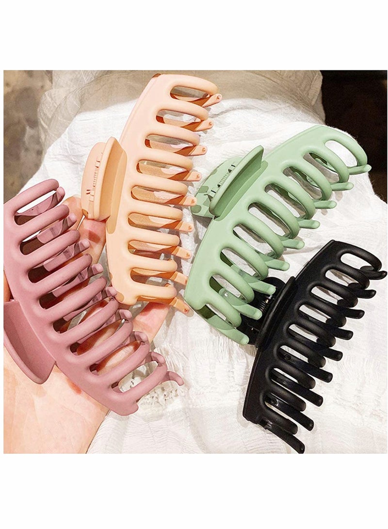Nonslip Large Matte Rubber Hair Claw Clips for Women, Pack of 4, Strong Grip Hair Accessories - Image 1