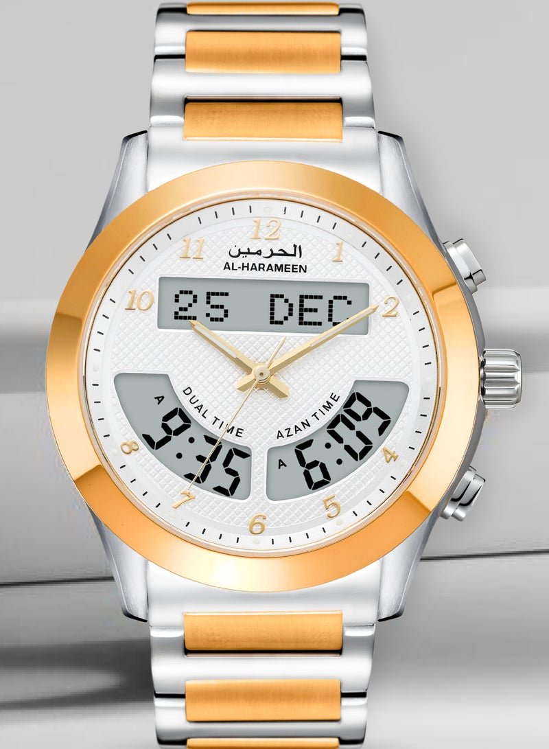 AL-HARAMEEN ساعة رجالية من الستانلس ستيل تناظرية/رقمية HA-6100SGW - Image 2