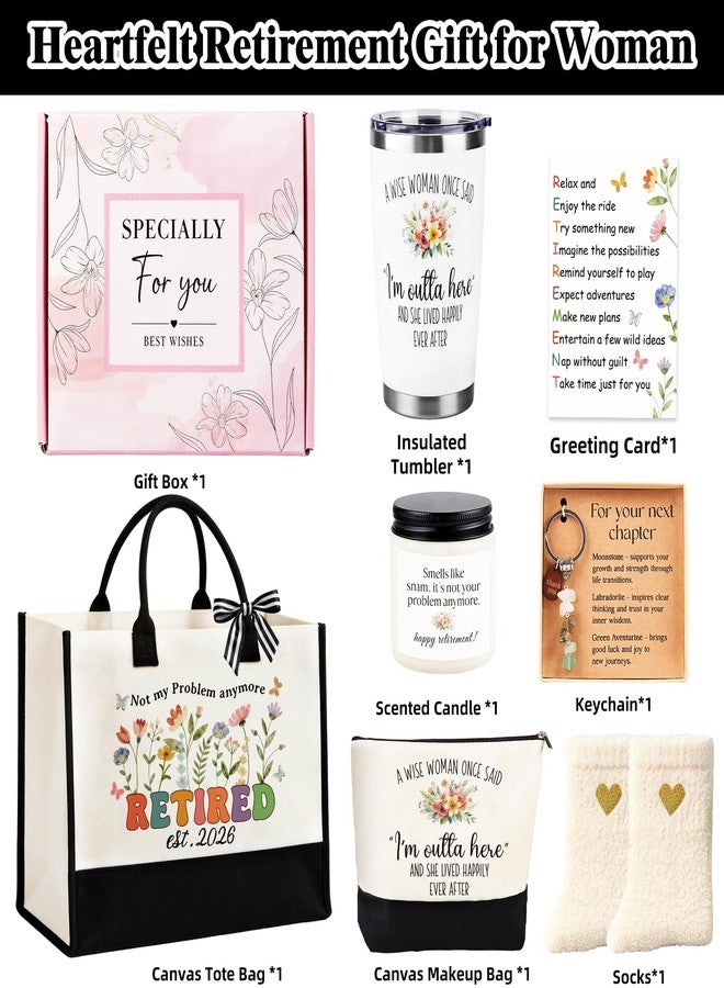 Giftota Retirement Gifts for Women 2026, Happy Retirement Gifts for Coworker Teacher Nurses Best Cool Retired Gift Basket for Women Funny Farewell Leaving Going Away Gift for Mom Grandma Boss Friends Coworker - Image 3