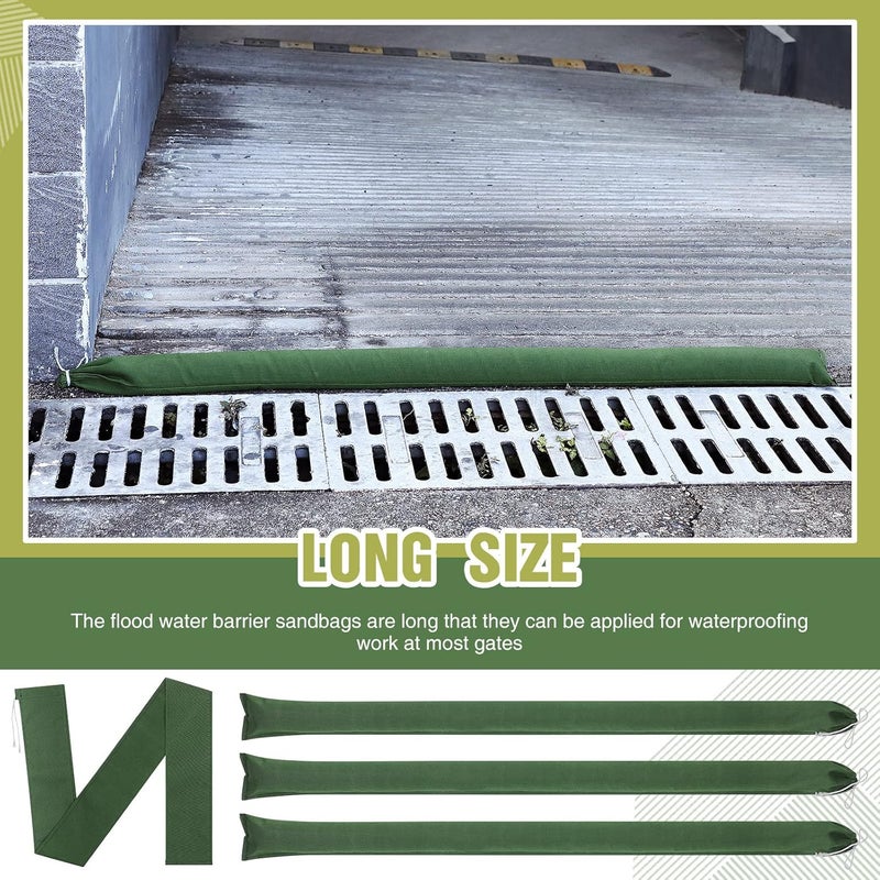 Shappy شابي 5 قطع أكياس رمل طويلة 5 × 47 لحماية الفيضانات أكياس رملية قابلة لإعادة الاستخدام أنبوب فارغ لحماية المياه من الفيضانات للباب والنافذة التحكم في مياه الأمطار - Image 3