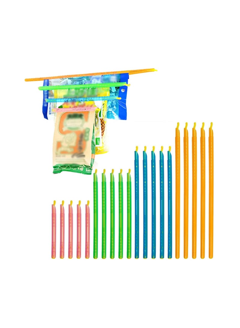 Zikra Chip Clips Plastic Bag Sealer Sticks, Colorful Food Sealing Clips Fresh-Keeping Sealing Rod for Snack Food Storage, for Freezer Opened Snacks Bag Bread Bag (24 Pcs )(4 Sizes × 6 Pcs) - Image 1