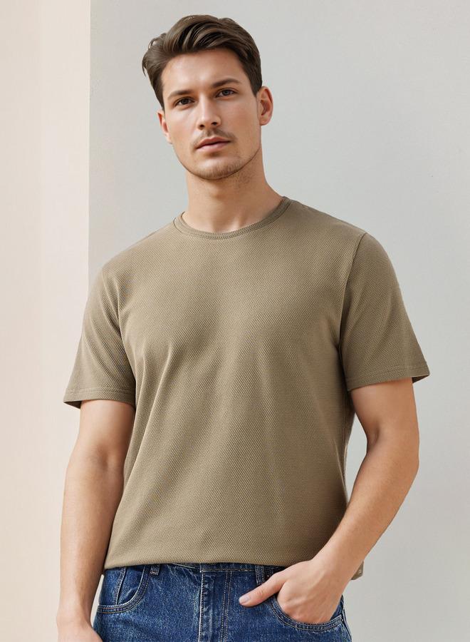 ايكونيك تيشيرت بياقة دائرية بنقشة فشار أيقونية - Image 1