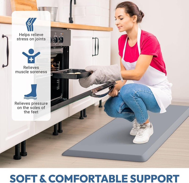 StepLively 4/5 Inch Thick Kitchen Mat - Cushioned Anti Fatigue Mats for Kitchen Floor - Easy to Clean, Waterproof, Non-Slip Kitchen Rug for Sink, Office, Kitchen (22''x72'' Grey) - Image 4