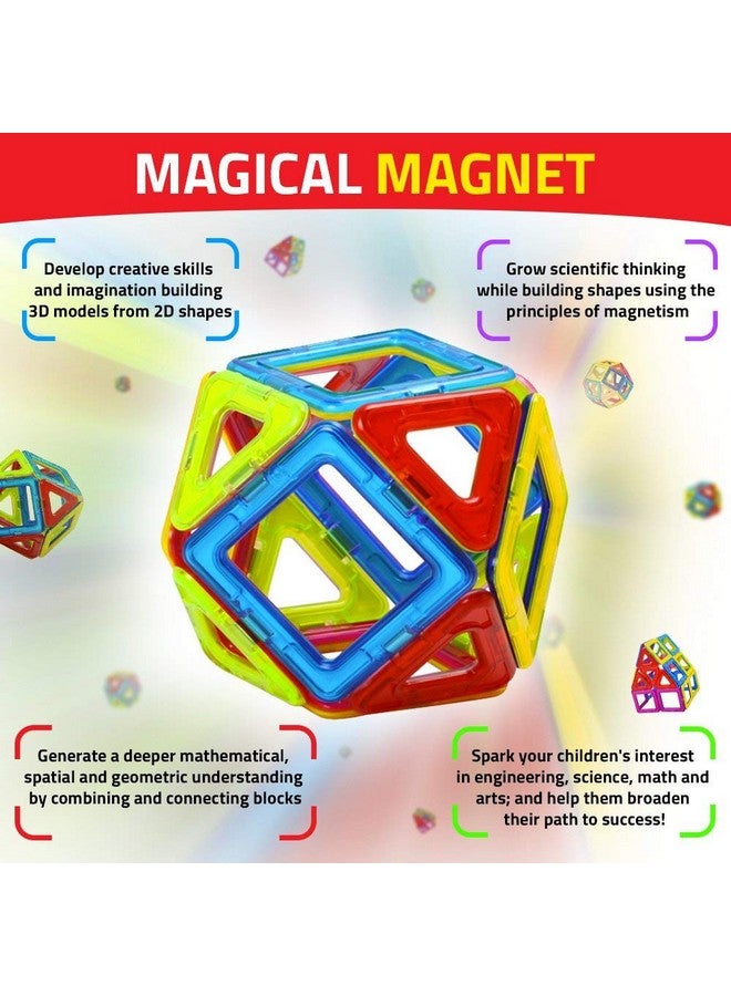 فنبلاست مجموعة مكعبات البناء المغناطيسية ثلاثية الأبعاد من فن بلاست، 52 قطعة، قابلة للتكديس والموازنة، لتنمية مهارات العقل، لعبة ألغاز تعليمية إبداعية للأطفال (متعددة الألوان) - Image 2