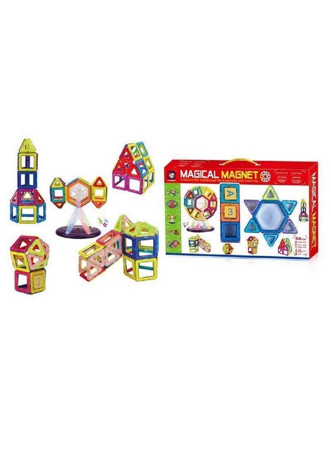 فنبلاست مجموعة مكعبات البناء المغناطيسية ثلاثية الأبعاد من فن بلاست، 52 قطعة، قابلة للتكديس والموازنة، لتنمية مهارات العقل، لعبة ألغاز تعليمية إبداعية للأطفال (متعددة الألوان) - Image 1