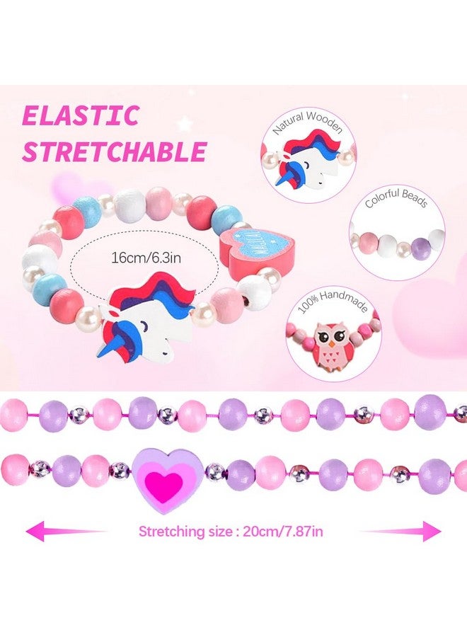 PALAY® 12 Pcs Bracelet for Girls Kids Cute Cartoon Mermaid Unicorn Charm Bracelet Colorful Wooden Beads Bracelet Friendship Best Friend Bracelet Set Party Jewellery Birthday Gift for Girls, Kids - Image 2