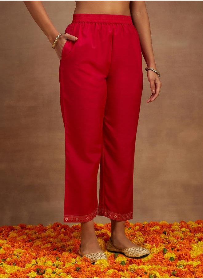 Libas Printed Straight Kurta and Solid Trouser with Dupatta Set by Styli  - Image 5