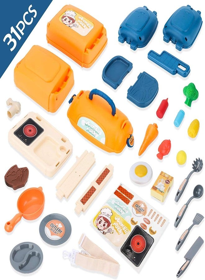 SHIPEASE 3 in 1 Mobile Kitchen Set Portable Suitcase Design Pretend Play Multi-Function Cooking Toy with Accessories for Kids Girls(Multicolor) - Image 3