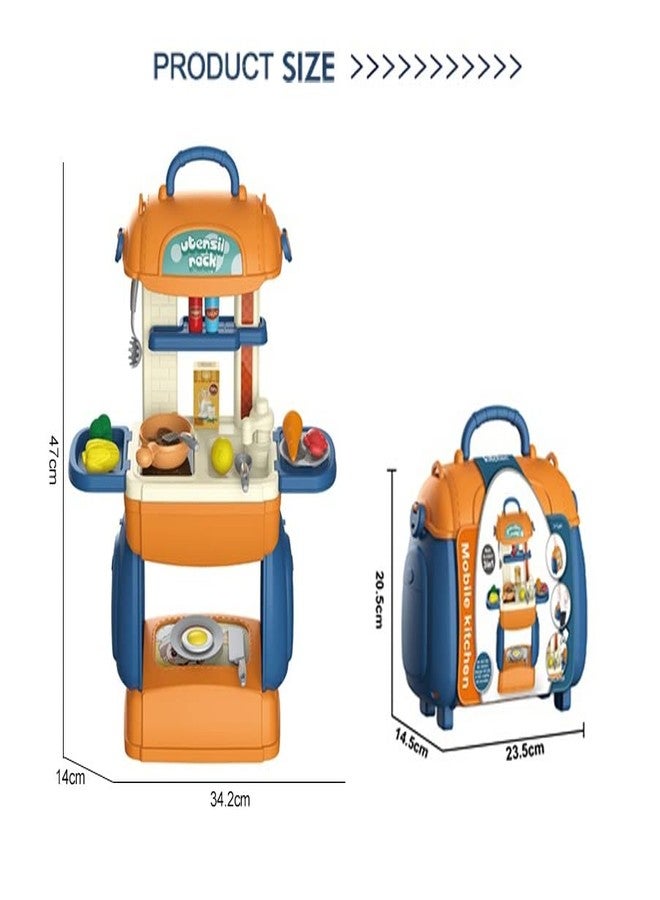 SHIPEASE 3 in 1 Mobile Kitchen Set Portable Suitcase Design Pretend Play Multi-Function Cooking Toy with Accessories for Kids Girls(Multicolor) - Image 4
