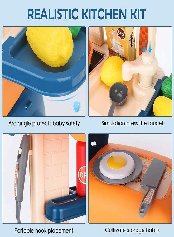 SHIPEASE 3 in 1 Mobile Kitchen Set Portable Suitcase Design Pretend Play Multi-Function Cooking Toy with Accessories for Kids Girls(Multicolor) - Image 5