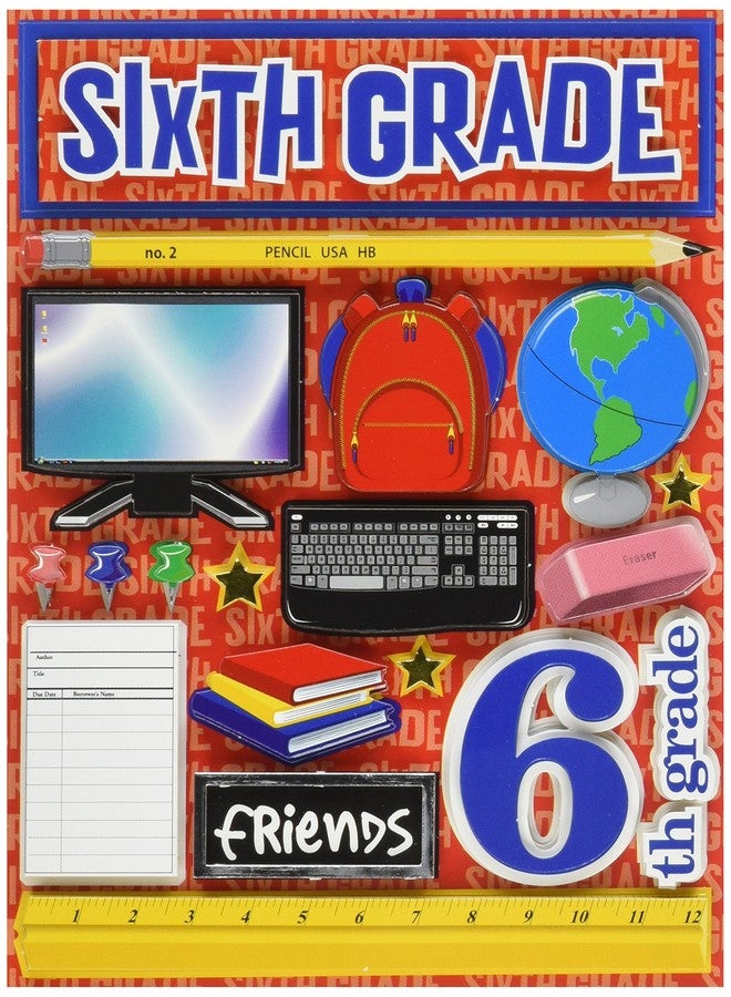 Reminisce Making The Grade 3-Dimensional Sixth Grade Sticker - Image 1